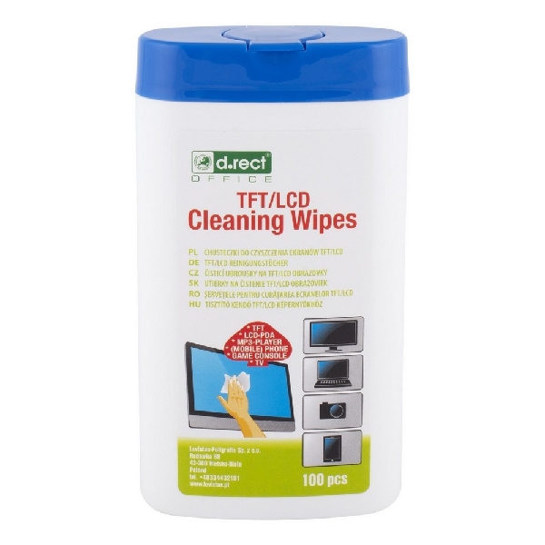 Obrazek CHUSTECZKI D.RECT DO CZYSZCZENIA EKRANÓW TFT/LCD 100 SZT