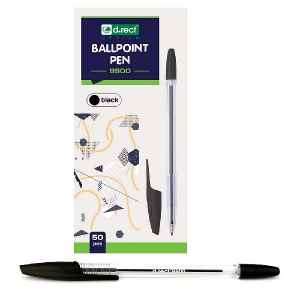 Picture of BALLPOINT PEN D.RECT 9900 BLACK 50pcs