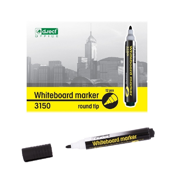 Picture of MARKER D.RECT 3150 BT WHITEBOARD BLACK 12pcs