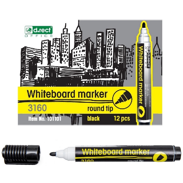 Picture of MARKER D.RECT 3160 BT WHITEBOARD BLACK 12pcs