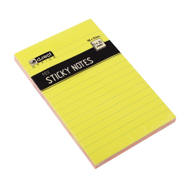 Picture of NOTE STICKERS D.RECT 98x150mm 100S NEON LINED