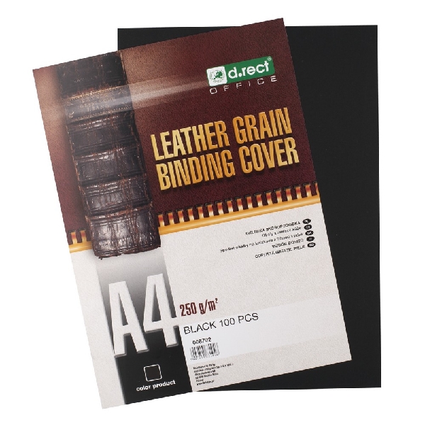 Picture of COVER D.RECT LEATHER-GRAIN A4 BLACK 100sheets
