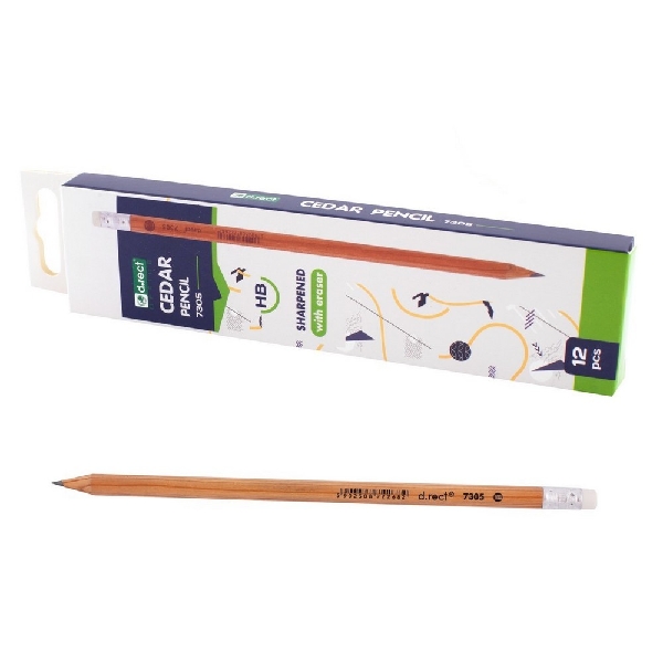 Picture of PENCIL D.RECT CEDAR 7305 HB WITH ERASER 12pcs