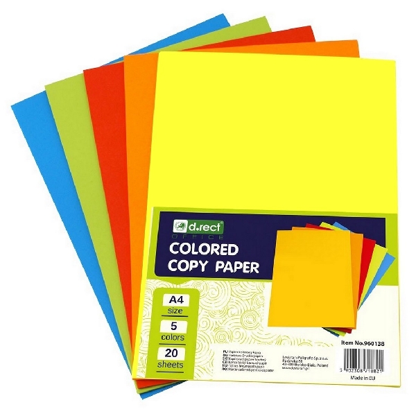 Picture of COLORED PAPER A4 D.RECT 5 COLORS x 20sheets