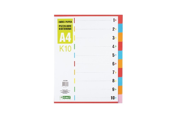 Picture of DIVIDERS A4 D.RECT PAPER 1-10 K10