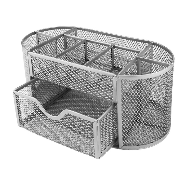 Picture of DESKTOP ORGANIZER 9 COMPARTMENTS MESH SILVER