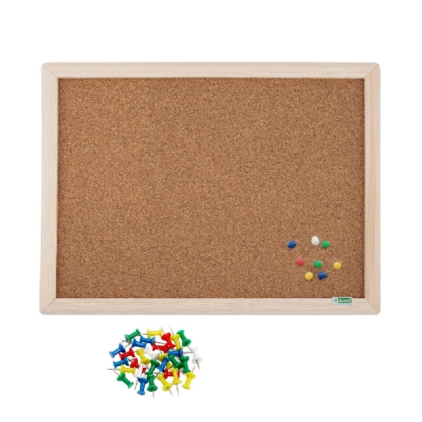 Obrazek TABLICA KORKOWA D.RECT 300x400 W DREWNIANEJ RAMIE + PINEZKI