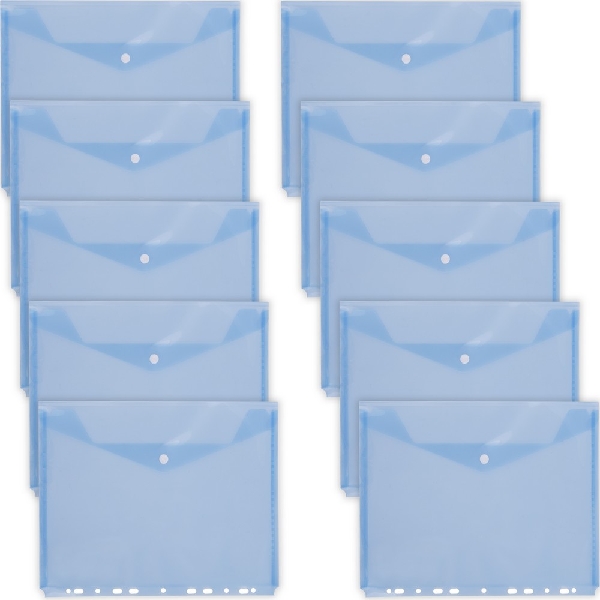 Picture of FILE BAG D.RECT 11-HOLES TRANSPARENT BLUE 10pcs