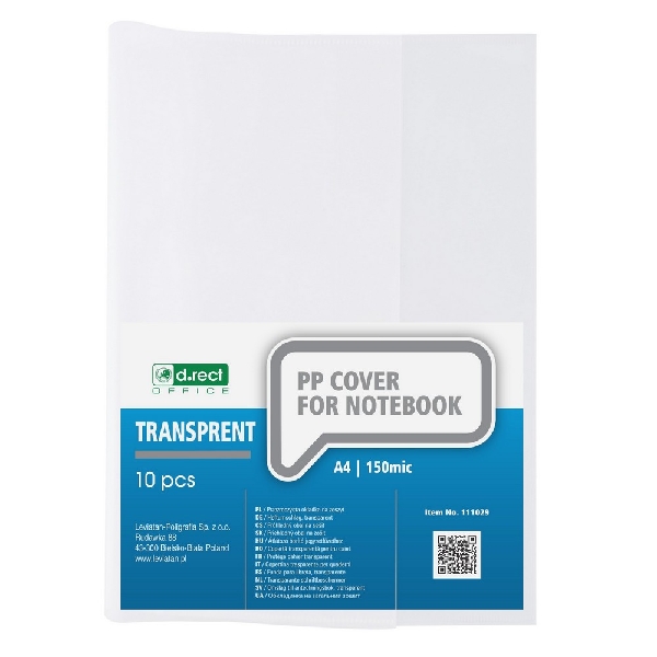 Picture of COVER FOR NOTEBOOK D.RECT A4 150MIC TRANSPRENT A'10