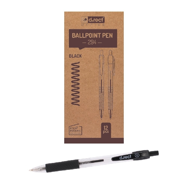 Picture of BALLPOINT PEN D.RECT 294 BLACK 12pcs