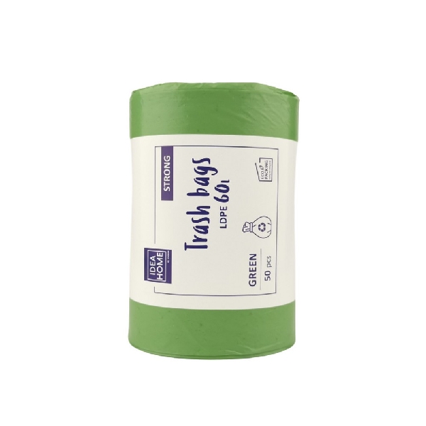 Picture of TRASH BAGS LDPE 60l GREEN 50 pcs STRONG