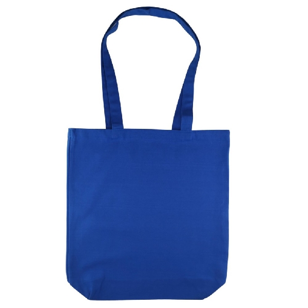 Obrazek TORBA BAWEŁNIANA 220g 380x420x10 POSZERZANA Z USZAMI BEZ NADRUKU 5szt NIEBIESKI
