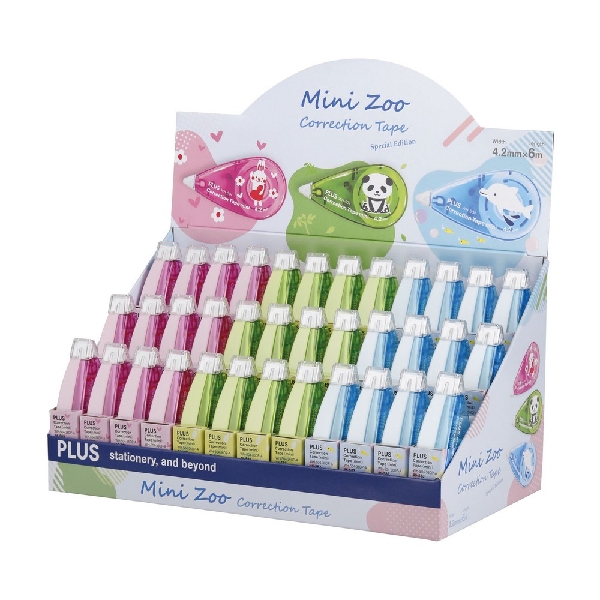 Picture of CORRECTION TAPE PLUS WH-504-36DP ZOO 4.2mm x 6m DISPLAY A'36
